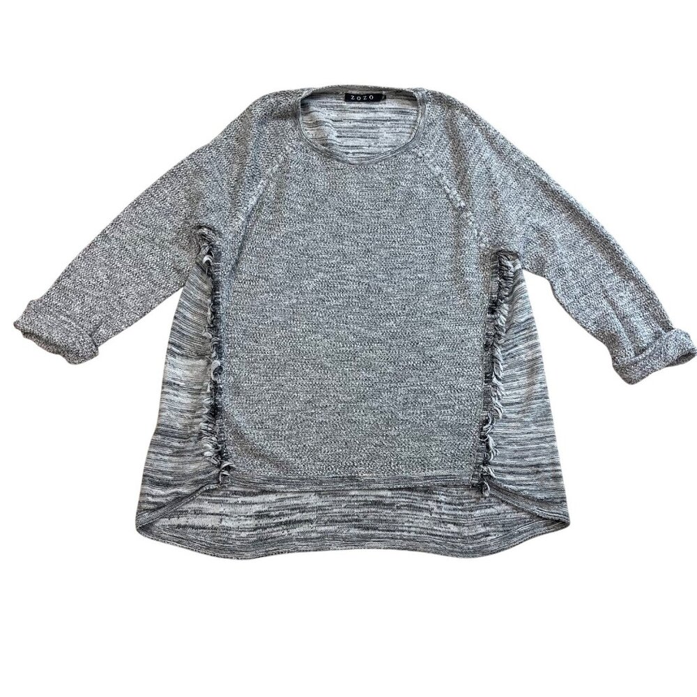 ZOZO Knit Sweater Top Women's Size XL Gray‎ High Low Hem Relaxed Lightweight